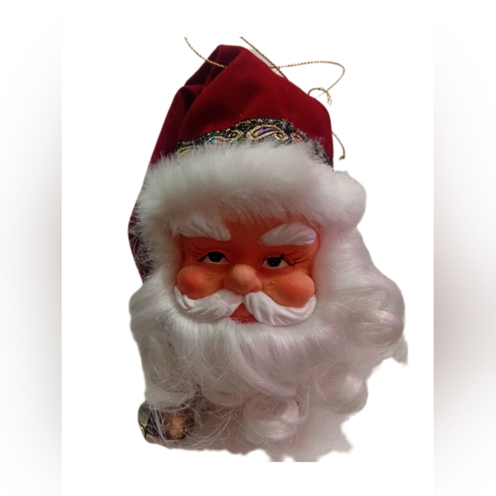 Jolly Santa Claus Ornament with Red Hat
